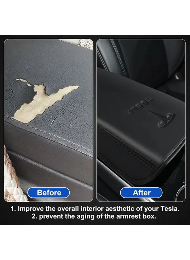 Wine Red Anti Scratch Armrest Protector For Tesla Model 3 Y Durable Faux Leather Console Cover - Image 5