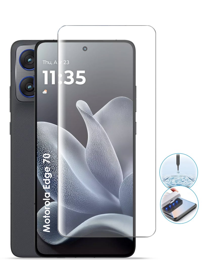 REWO Motorola Edge 70 Screen Protector - UV Advanced Full Screen Tempered Glass For Motorola Edge 70, Full Adhesive UV Curved Case Friendly HD Clarity With Installation Kit, High Transparency, Delicate Touch, Anti-Explosion, Smooth Arc Edges - Image 1