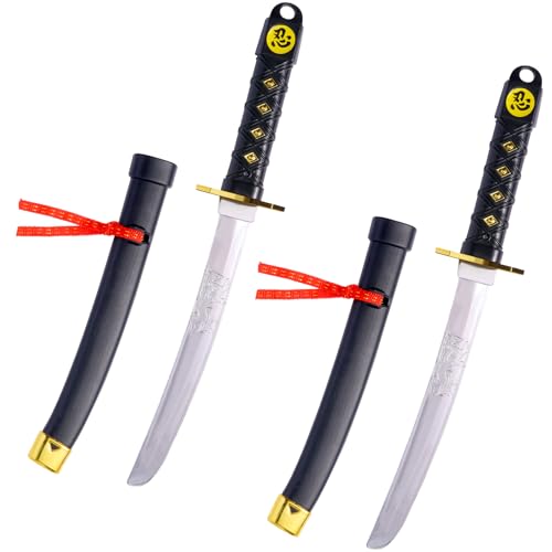 BSADIY 2 Pcs Plastic Samurai Sword with Sheath, Ninja Swords Katana Toy Halloween Costume Accessories for Boys, 16.5'' Length - Image 1