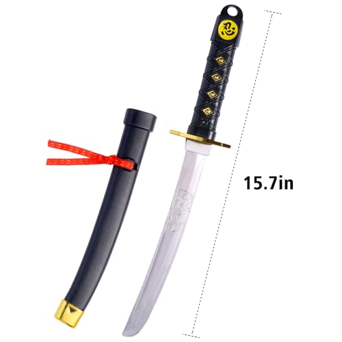 BSADIY 2 Pcs Plastic Samurai Sword with Sheath, Ninja Swords Katana Toy Halloween Costume Accessories for Boys, 16.5'' Length - Image 3