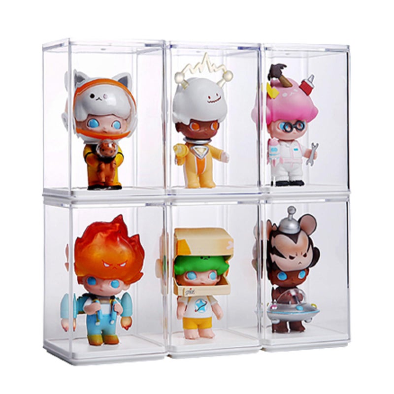 WMM 6 PCS Small Display Case for Mini Figures Clear Blind Box for Mini Collectibles-Figures, Stackable Miniature Display Box Dustproof Clear Storage Box Showcase for Pop Mart - Image 2