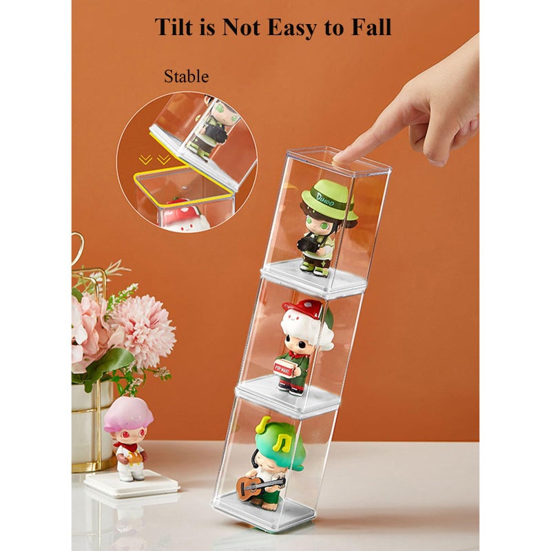 WMM 6 PCS Small Display Case for Mini Figures Clear Blind Box for Mini Collectibles-Figures, Stackable Miniature Display Box Dustproof Clear Storage Box Showcase for Pop Mart - Image 5