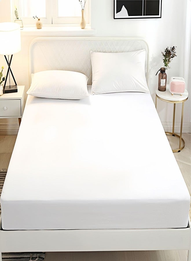 HMACOLOR BEDDING Fitted Sheet Twin - Hotel Luxury Bottom Fitted Sheets Only - 100% Organic Cotton Fitted Bed Sheet - Deep Pocket Fitted Sheet Only, 39" x 75" + 14" (Twin, White) - Image 1