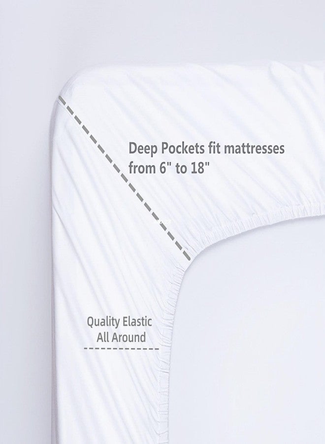 HMACOLOR BEDDING Fitted Sheet Twin - Hotel Luxury Bottom Fitted Sheets Only - 100% Organic Cotton Fitted Bed Sheet - Deep Pocket Fitted Sheet Only, 39" x 75" + 14" (Twin, White) - Image 3
