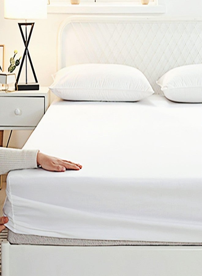 HMACOLOR BEDDING Fitted Sheet Twin - Hotel Luxury Bottom Fitted Sheets Only - 100% Organic Cotton Fitted Bed Sheet - Deep Pocket Fitted Sheet Only, 39" x 75" + 14" (Twin, White) - Image 2