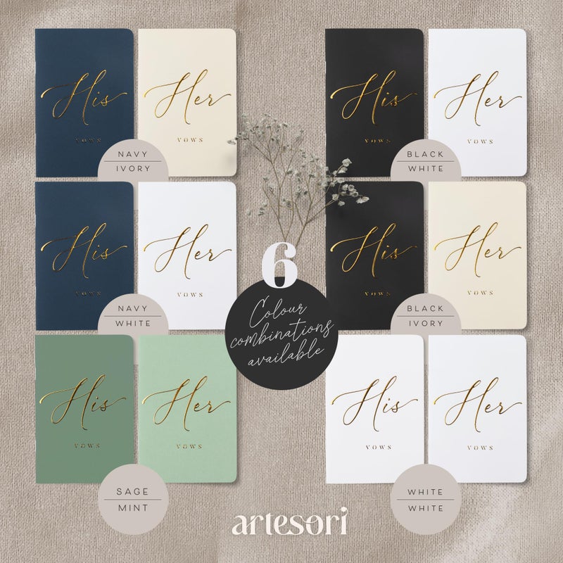 Artesori Wedding Vow Book For Her & Him Soft Touch Gold Foil Engraving 28 Lined Pages Wedding Vow Books His And Hers Wedding Essentials Wedding Registry Ideas His And Hers Gifts [Ivory & Black] - Image 3