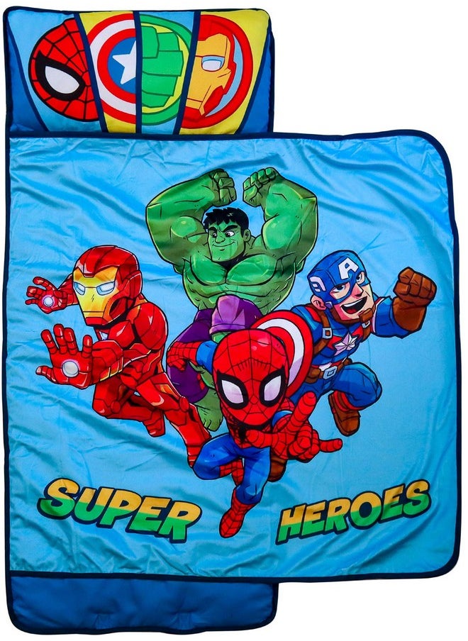 Jay Franco - Jay Franco Marvel Super Hero Adventures Hero Time Nap Mat - Built-in Pillow and Blanket Featuring The Avengers - Super Soft Microfiber Kids'/Toddler/Children's Bedding, Age 3-5 - Image 1
