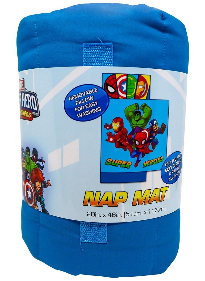 Jay Franco - Jay Franco Marvel Super Hero Adventures Hero Time Nap Mat - Built-in Pillow and Blanket Featuring The Avengers - Super Soft Microfiber Kids'/Toddler/Children's Bedding, Age 3-5 - Image 1