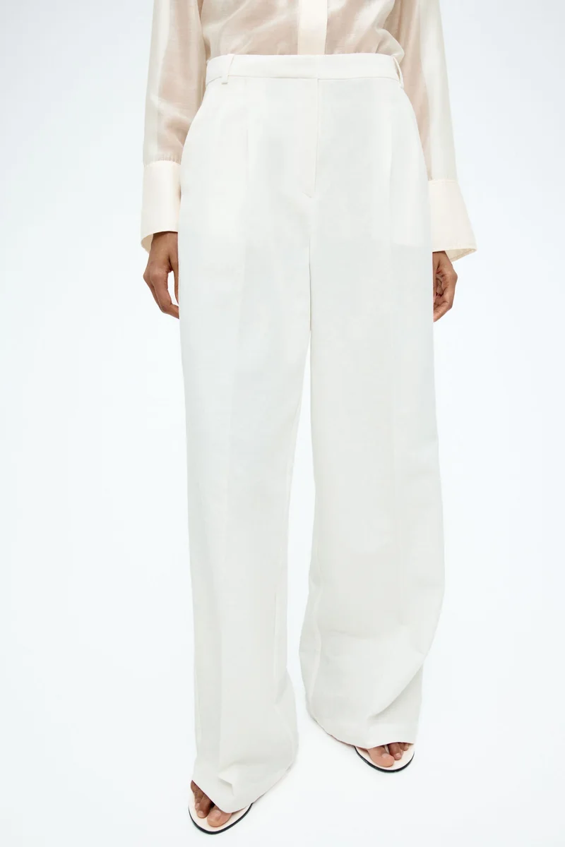 H&M Wide linen-blend trousers