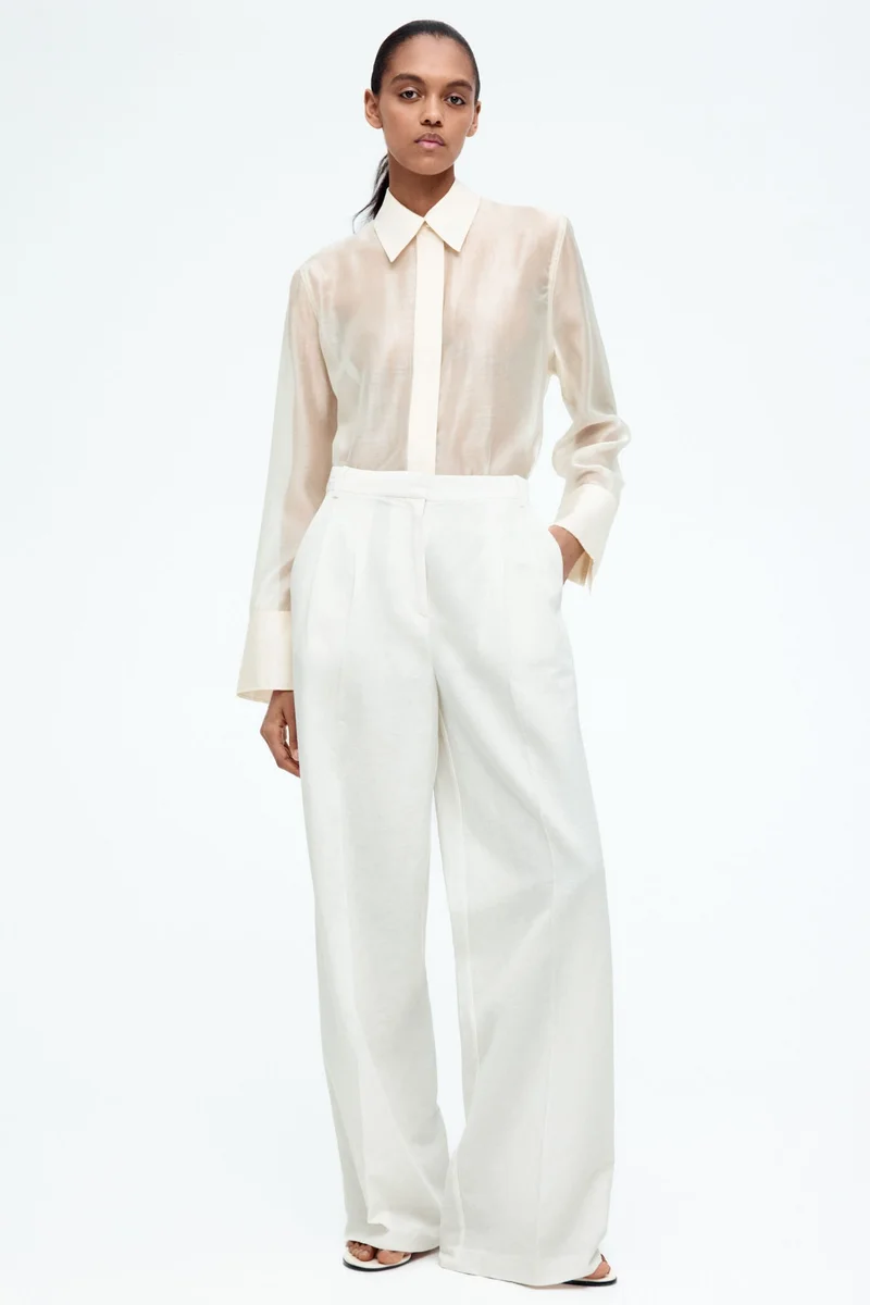 H&M Wide linen-blend trousers
