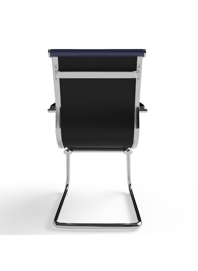 Mahmayi Modern UL UT-C031V Visitor Chair Ergonomic PU Chair with Fixed Armrest, Ideal for Home and Office - Blue - Image 2