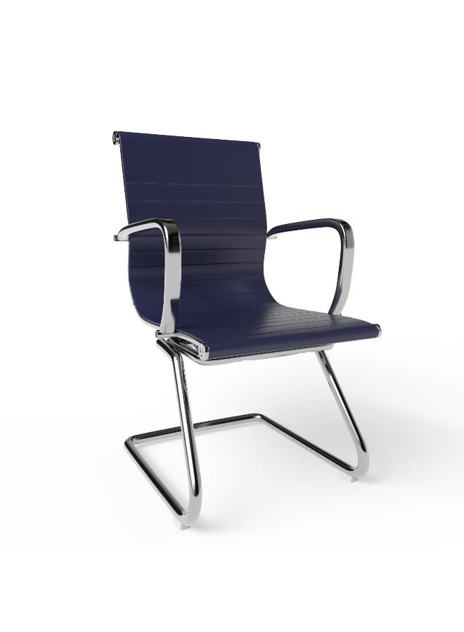 Mahmayi Modern UL UT-C031V Visitor Chair Ergonomic PU Chair with Fixed Armrest, Ideal for Home and Office - Blue - Image 1