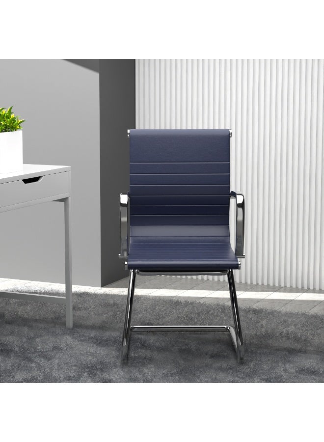 Mahmayi Modern UL UT-C031V Visitor Chair Ergonomic PU Chair with Fixed Armrest, Ideal for Home and Office - Blue - Image 4