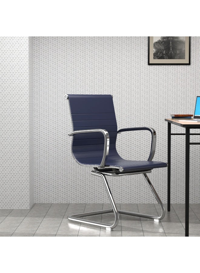 Mahmayi Modern UL UT-C031V Visitor Chair Ergonomic PU Chair with Fixed Armrest, Ideal for Home and Office - Blue - Image 3