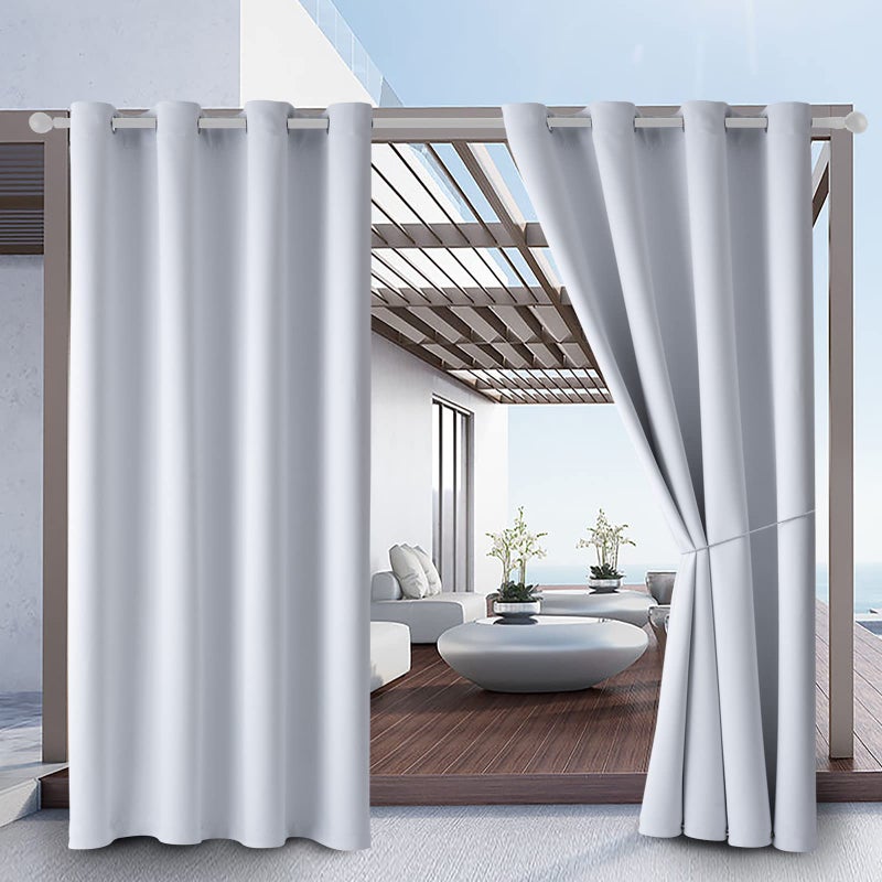 DIVA EN CAMINO DEC Water Proof Outside Curtains with Grommet Top for Porch W52 x L120 Thermal Insulated Washable Light Block Outdoor Divider Drapes for Patio Gazebo Deck Pool Area Pergola Cabana 2 Panels 