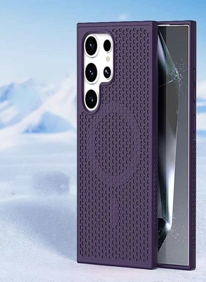 AROAQ Luxury Magnetic Mesh Heat Dissipation Phone Case for Samsung Galaxy S25 S24 S23 S22 Ultra Plus S 24 23 22 S24Ultra Anti-Drop Cooling Phone Cases, For Magsafe Charge Cover (Drak Purple) - Image 1