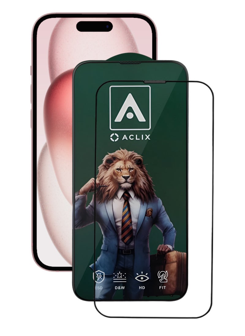 ACLIX Antistatic ESD Dustproof Premium Quality High Definition Tempered Glass Screen Protector Designed For  iPhone 15 - Image 1