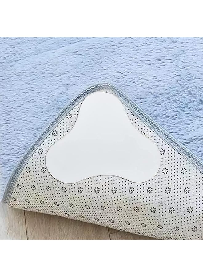 erorex 10 Pcs Double Sided Anti Curling Non Slip Reusable Rug Pad Keep Your Rug In Place And Make Corner Flat Washable Rug Tape For Hardwood Floors Tile Floors Carpets Floor Mats White - Image 1