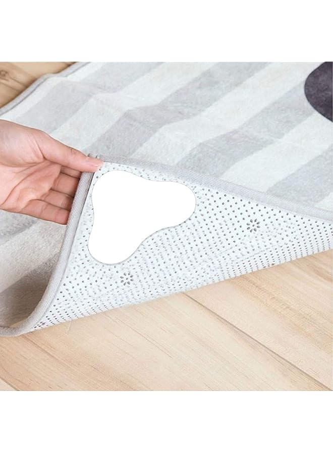 erorex 10 Pcs Double Sided Anti Curling Non Slip Reusable Rug Pad Keep Your Rug In Place And Make Corner Flat Washable Rug Tape For Hardwood Floors Tile Floors Carpets Floor Mats White - Image 2