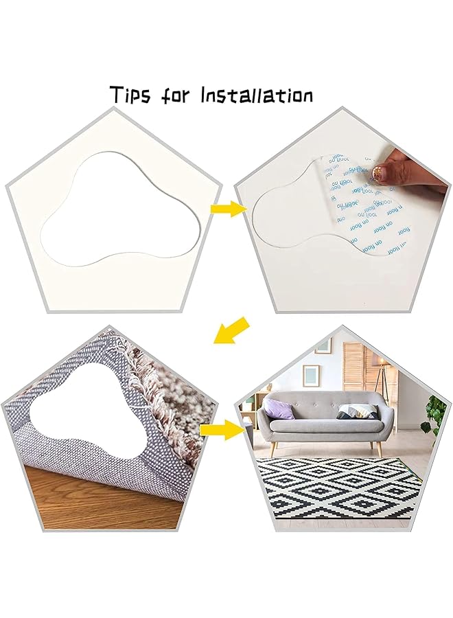 erorex 10 Pcs Double Sided Anti Curling Non Slip Reusable Rug Pad Keep Your Rug In Place And Make Corner Flat Washable Rug Tape For Hardwood Floors Tile Floors Carpets Floor Mats White - Image 5