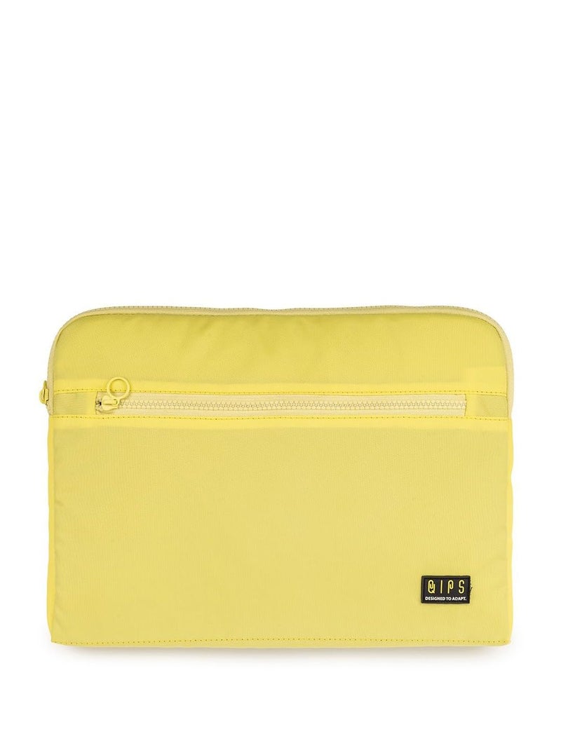 QIPS 14-Inch Laptop Sleeve – Slim PU-Coated Water-Resistant Case with Foam Padding & Front Pocket – Fits MacBook, Dell, Lenovo, HP – Lightweight Protective Sleeve for Work, School & Travel - Yellow - Image 1