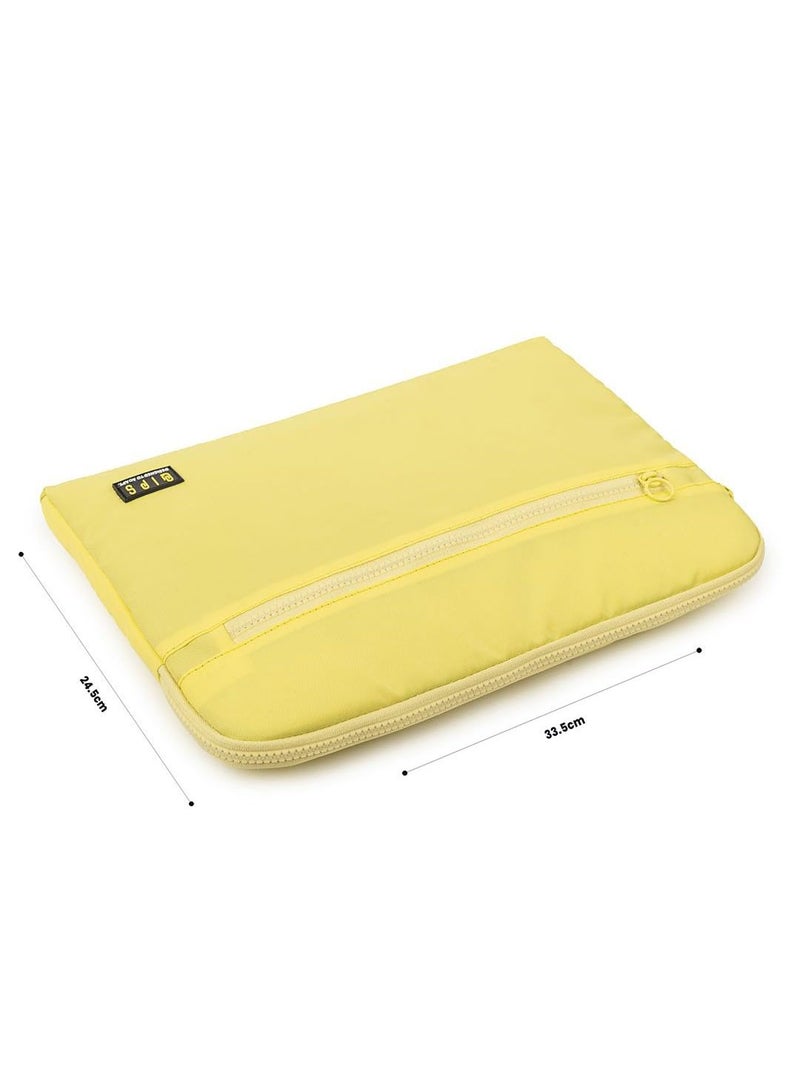 QIPS 14-Inch Laptop Sleeve – Slim PU-Coated Water-Resistant Case with Foam Padding & Front Pocket – Fits MacBook, Dell, Lenovo, HP – Lightweight Protective Sleeve for Work, School & Travel - Yellow - Image 3