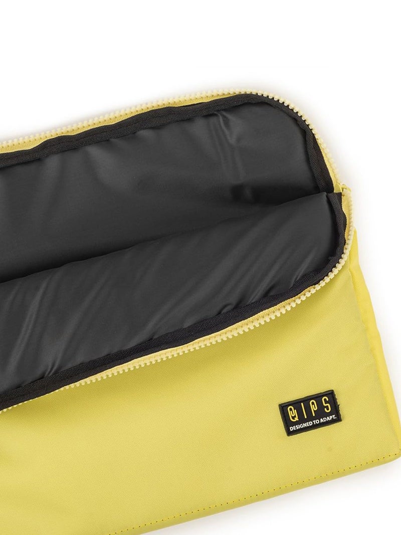 QIPS 14-Inch Laptop Sleeve – Slim PU-Coated Water-Resistant Case with Foam Padding & Front Pocket – Fits MacBook, Dell, Lenovo, HP – Lightweight Protective Sleeve for Work, School & Travel - Yellow - Image 5