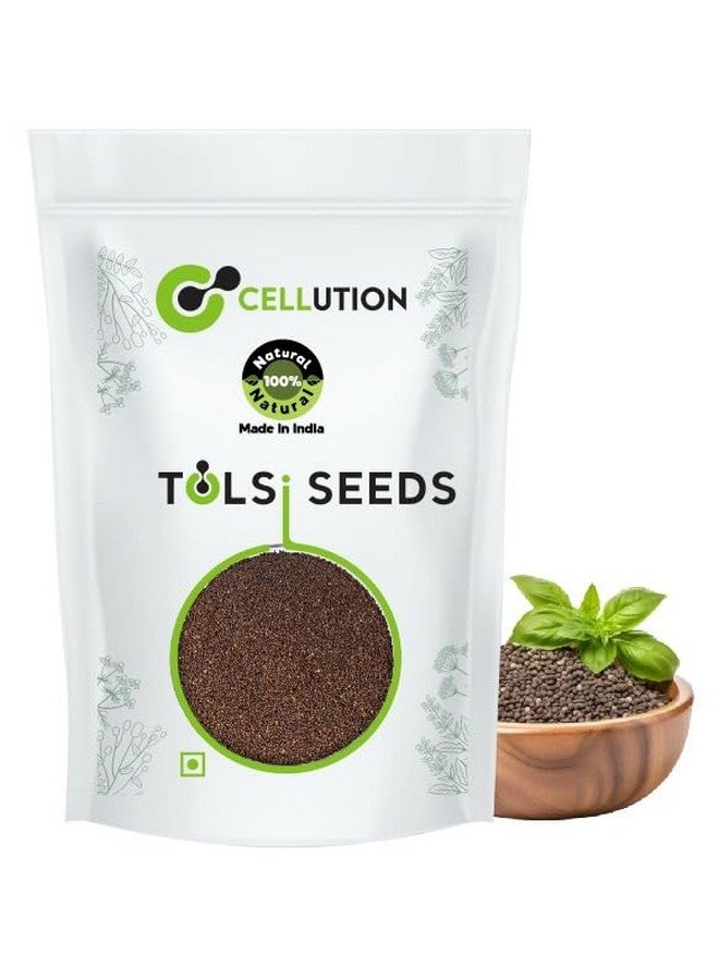 CELLUTION Tulsi Seeds for Eating - 100gm Manjari/Krishna Tulsi Beej For Weightloss Shyama Tulsi Beej/Kali Tulsi Beej/Ocimum Sanctum/Tukhme Rehan (100 Gram) - Image 1
