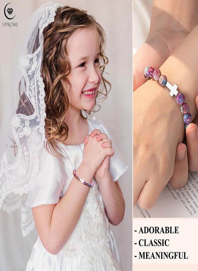UPROMI Baptism Gifts for Girl Cross Bracelet Religious Christmas Christian Gifts for Kids Christening Catholic First Communion Girls Stocking Stuffers - Image 4