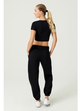 Los Ojos x Melodi Black Cotton Twill Crop T-Shirt Short Sleeve  - Image 5