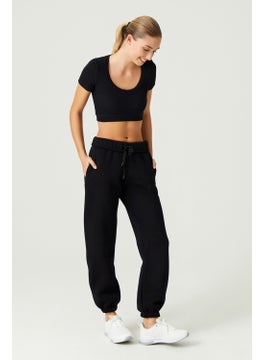 Los Ojos x Melodi Black Cotton Twill Crop T-Shirt Short Sleeve  - Image 4
