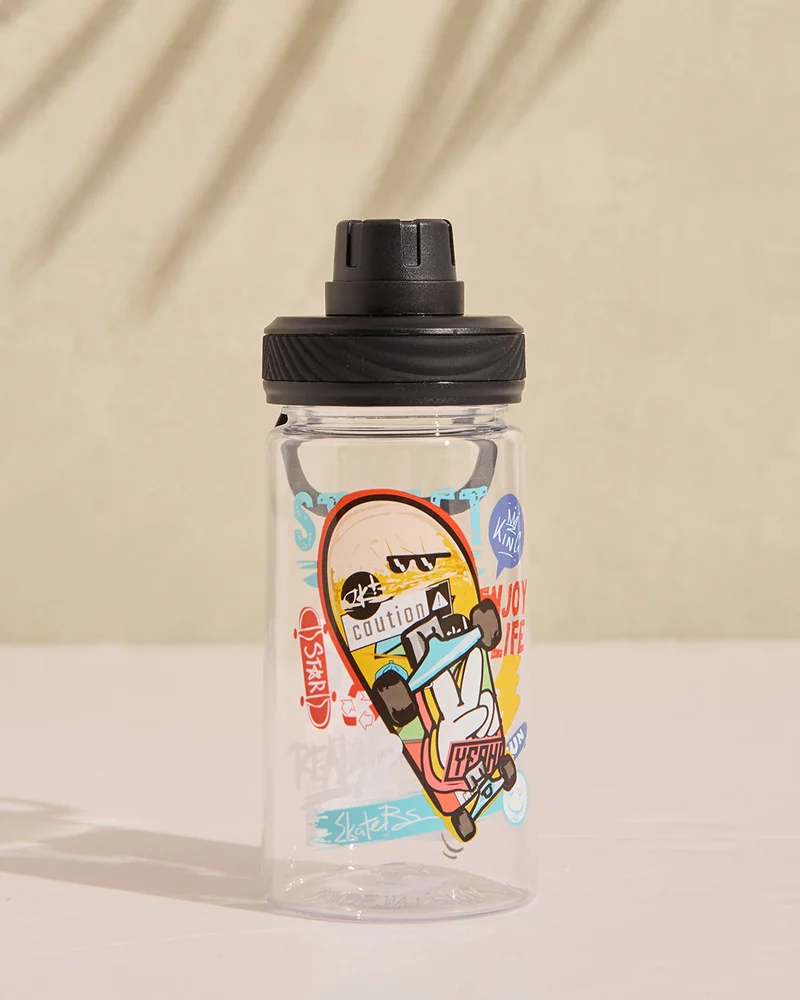 Redtag Black 500ML Printed Kids Water Bottle