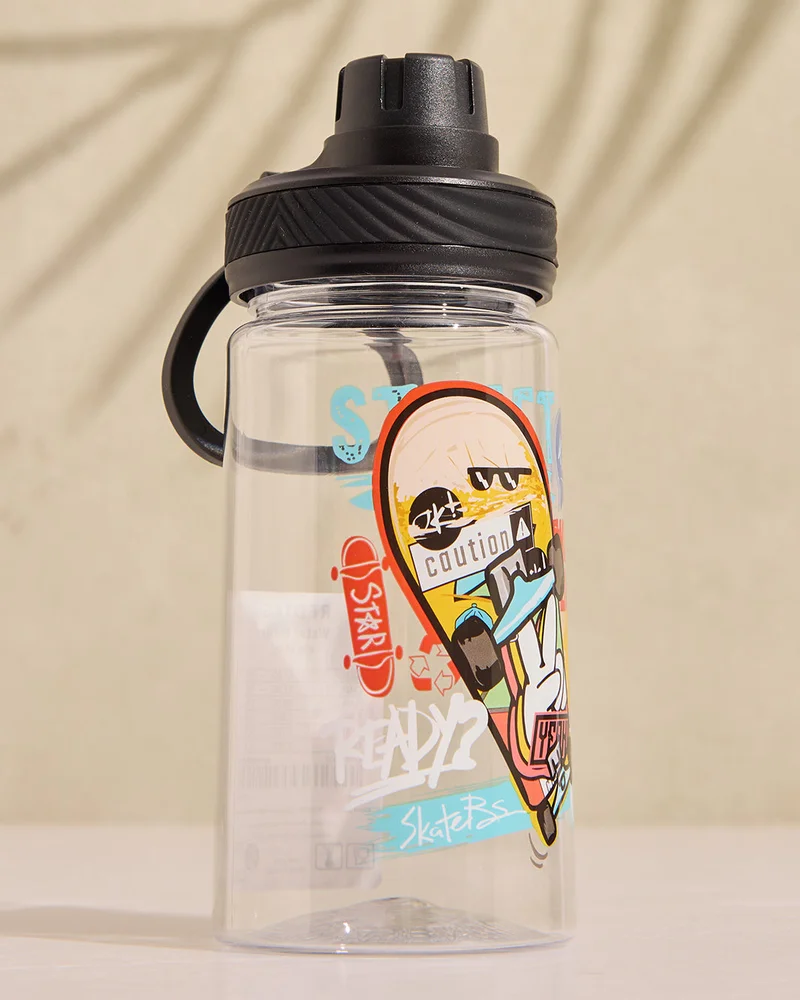 Redtag Black 500ML Printed Kids Water Bottle