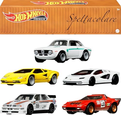 Hot Wheels مجموعة سيارات هوت ويلز بريميوم كار كالتشر من 5 سيارات لعبة في حاوية قابلة للجمع تشي فيغاتا داي كاست 164 مقياس 5 حزمة - Image 1