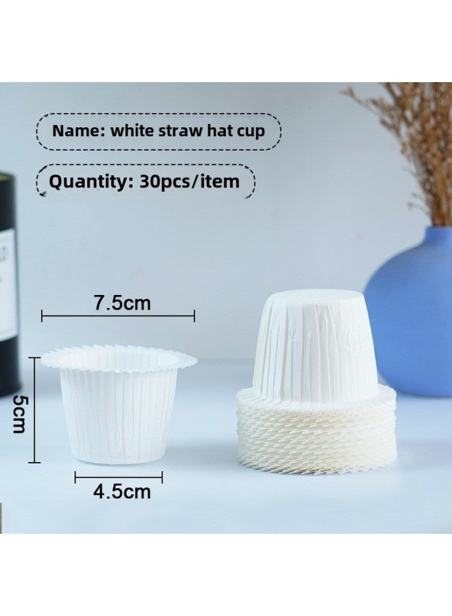 Baking Straw Hat Paper Cup Topper Hat Cupcake Cup Paper Hug Curl High Temperature Mafen Cup-Specifications:White - Image 1
