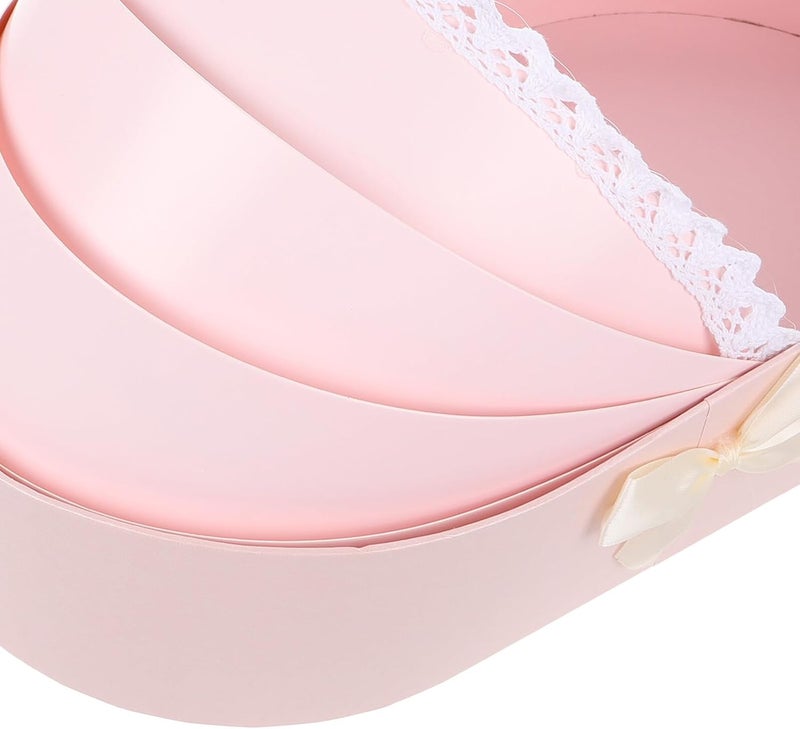 GRIRIW Floral Box with Lid Shower Cradle Box Pink Packaging for Newborn Month-old Birthday Celebration - Image 3