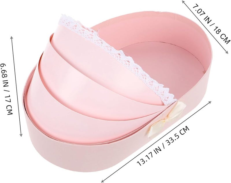 GRIRIW Floral Box with Lid Shower Cradle Box Pink Packaging for Newborn Month-old Birthday Celebration - Image 2