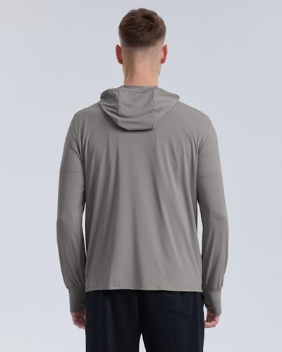Locachy Men's UPF 50+ Sun Protection Outdoor Lightweight Full Zip Hoodie Jacket Long Sleeve Fishing Hiking Performance Shirt Grey M - Image 2