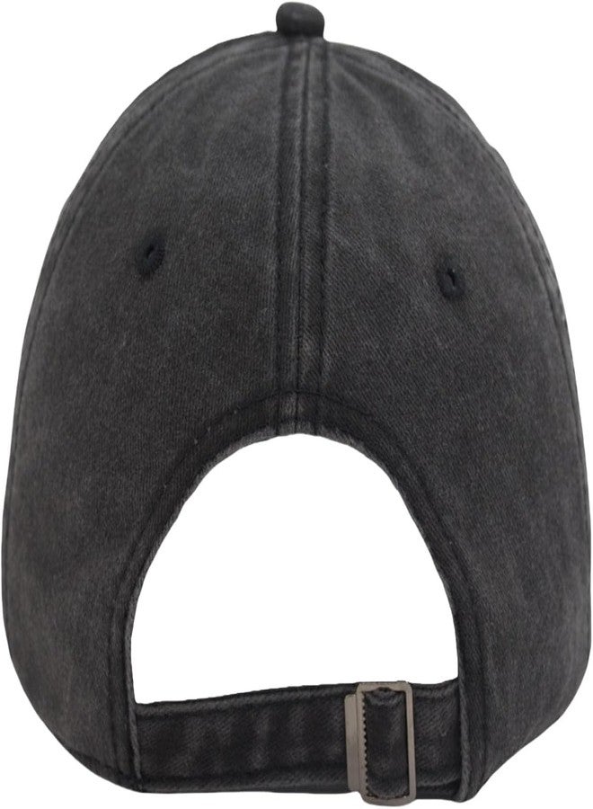 FASHOLIC Plain Denim Cap Unisex Baseball Cap 100% Cotton Fits Men Women Washed Denim Adjustable Cap (Black) - Image 3