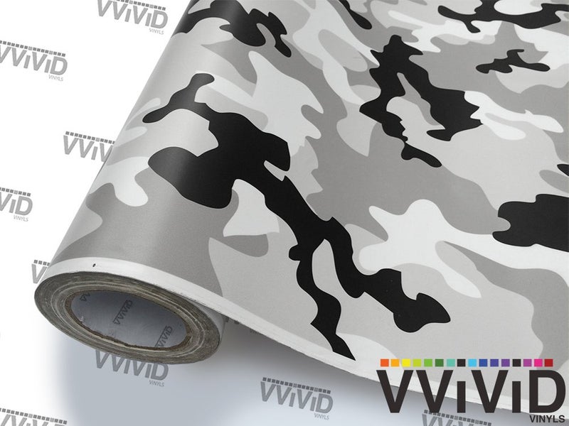 VViViD Vinyl Camouflage Pattern Wrap AirRelease Adhesive Film Sheets 1ft x 5ft Snow Camo