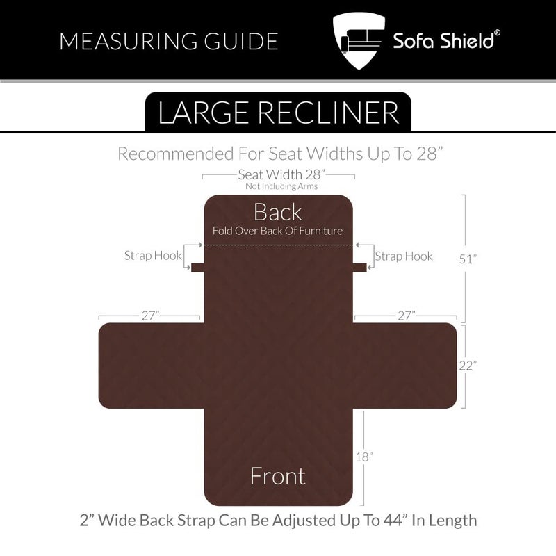 Sofa Shield Sofa Shield Recliner Slip Cover with Patented Strap  Large Cushion Protector  Reversible Stain and Dog Tear Resistant Slipcover  Quilted Microfiber 28  Seat  Washable Covers for Dogs Pets Kids  White - Image 5