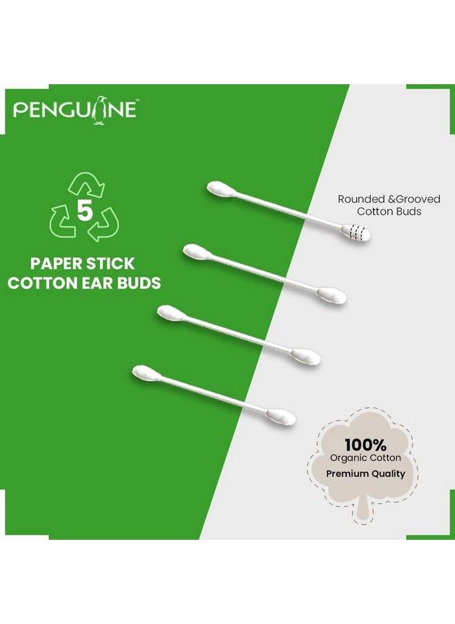 PENGUINE - Paper Stem Cotton Ear Buds/Swabs ;200 Stems; 400 Swabs Multipurpose Double Tip Cotton Earbuds/Swabs (Pack Of 1) - Image 1