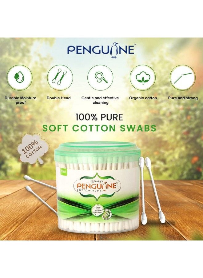 PENGUINE - Paper Stem Cotton Ear Buds/Swabs ;200 Stems; 400 Swabs Multipurpose Double Tip Cotton Earbuds/Swabs (Pack Of 1) - Image 1