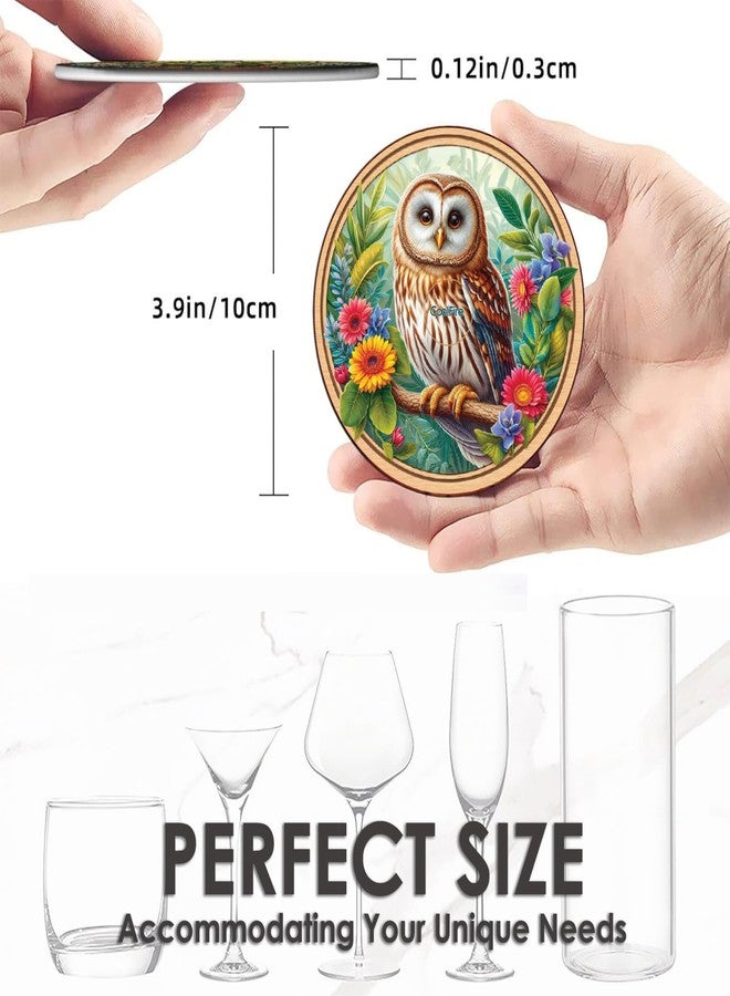 CoolFire - Drink Coasters Set of 8 with Holder | Rustic Farmhouse & Coastal Decor | Non-Slip Silicone Table Protectors | Wildlife Nature Designs (Owl, Deer, Turtle, Eagle) CC01 - Image 4