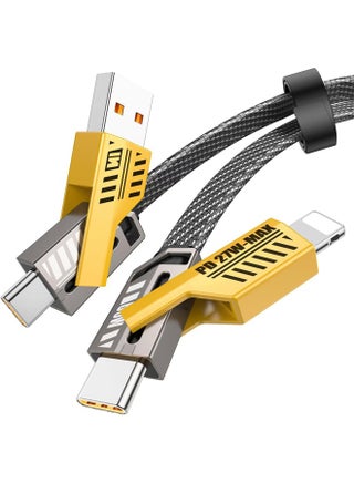 كابل شحن سريع 4 في 1 – قدرة 65 واط، USB-C وUSB-A إلى لايتنينج ومايكرو – بطول 1.2 متر، مضفر ومعدني – متوافق مع آيفون، آيباد، ماك بوك، سامسونج وأجهزة أندرويد - pzsku/Z3EBAA3F53BB59E0EFE07Z/45/1750267953/62c14e61-a409-4946-84fe-847dfe317ea8