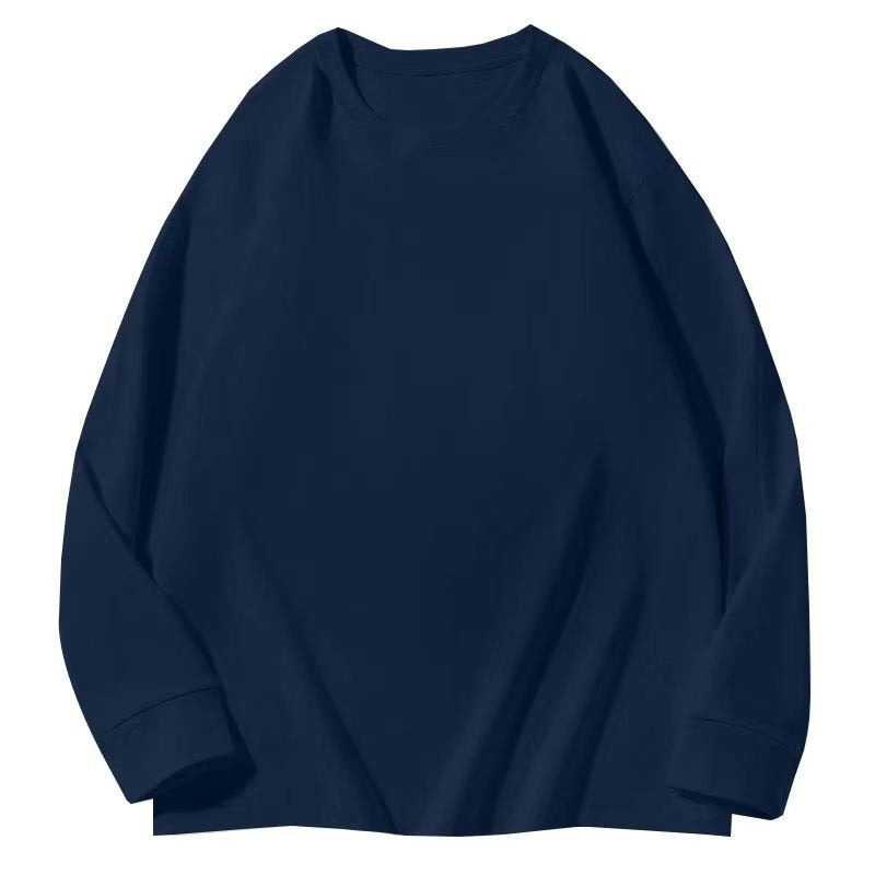 400G heavyweight Xinjiang cotton white pure cotton long-sleeved T-shirt for men and women, autumn and winter inner wear loose casual base shirt - Image 1
