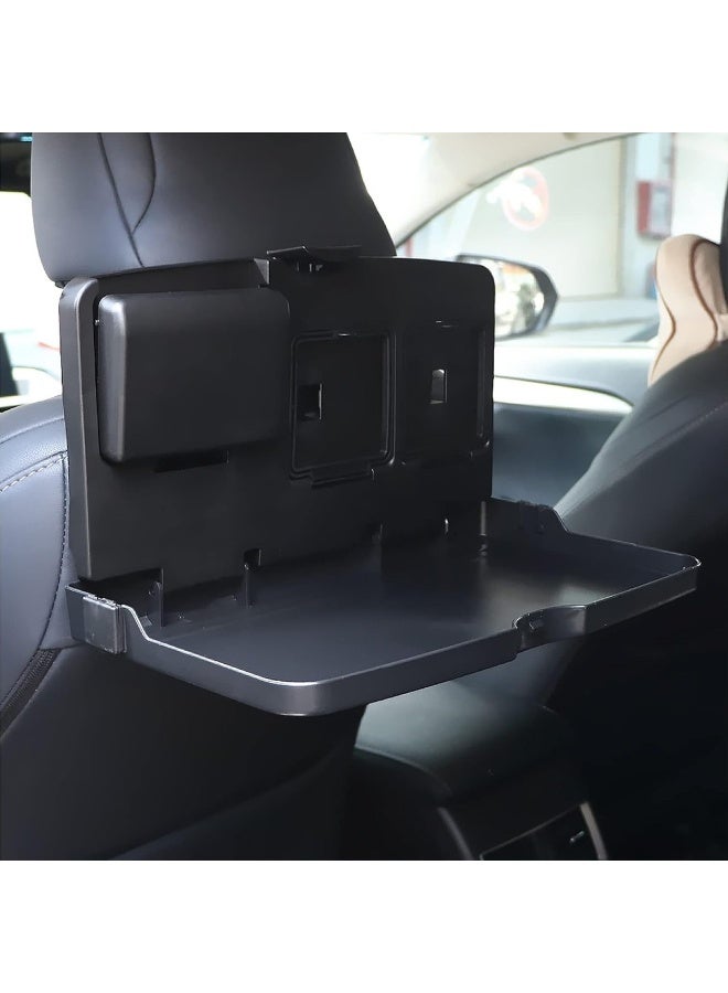 شونوي صينية طعام قابلة للطي للسفر من شونوي SD-1503 لمقعد السيارة الخلفي، طاولة تنظيم متعددة الوظائف للسيارة مع حاملين للأكواب، وحجرة للوجبات الخفيفة، وفتحة للهاتف، صينية تثبيت قابلة للتعديل مصنوعة من بلاستيك ABS لمسند الرأس، مناسبة لتناول الطعام والعمل والأطفال في المقعد الخلفي. - Image 3