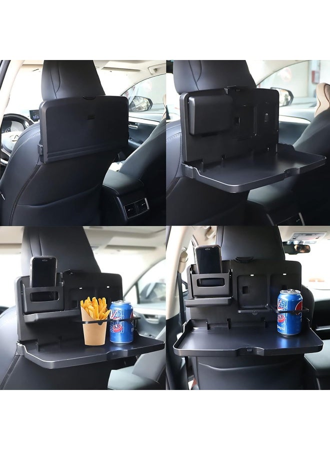 شونوي صينية طعام قابلة للطي للسفر من شونوي SD-1503 لمقعد السيارة الخلفي، طاولة تنظيم متعددة الوظائف للسيارة مع حاملين للأكواب، وحجرة للوجبات الخفيفة، وفتحة للهاتف، صينية تثبيت قابلة للتعديل مصنوعة من بلاستيك ABS لمسند الرأس، مناسبة لتناول الطعام والعمل والأطفال في المقعد الخلفي. - Image 4