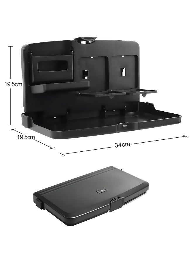 شونوي صينية طعام قابلة للطي للسفر من شونوي SD-1503 لمقعد السيارة الخلفي، طاولة تنظيم متعددة الوظائف للسيارة مع حاملين للأكواب، وحجرة للوجبات الخفيفة، وفتحة للهاتف، صينية تثبيت قابلة للتعديل مصنوعة من بلاستيك ABS لمسند الرأس، مناسبة لتناول الطعام والعمل والأطفال في المقعد الخلفي. - Image 5