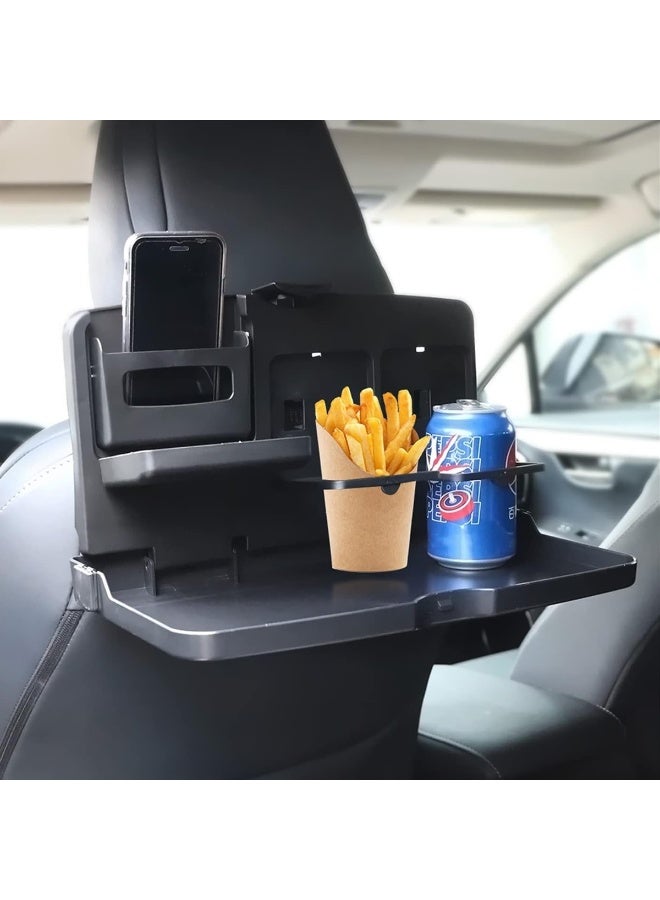 شونوي صينية طعام قابلة للطي للسفر من شونوي SD-1503 لمقعد السيارة الخلفي، طاولة تنظيم متعددة الوظائف للسيارة مع حاملين للأكواب، وحجرة للوجبات الخفيفة، وفتحة للهاتف، صينية تثبيت قابلة للتعديل مصنوعة من بلاستيك ABS لمسند الرأس، مناسبة لتناول الطعام والعمل والأطفال في المقعد الخلفي. - Image 2
